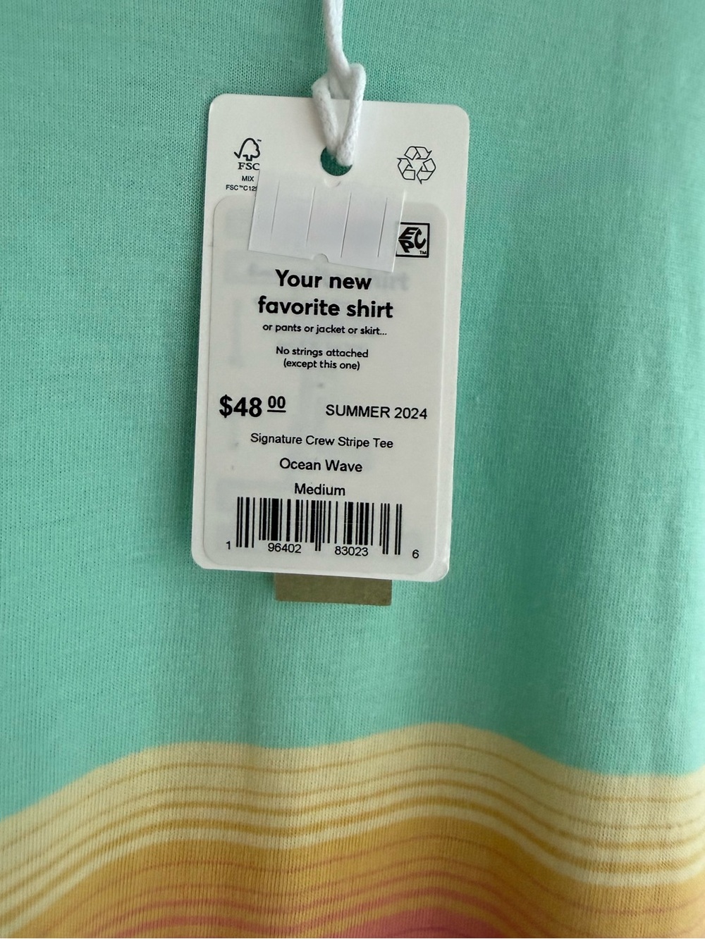 Marine Layer Signature Crew Cotton/Modal Stripe Tee in "Ocean Wave" - NWT - Picture 6 of 8